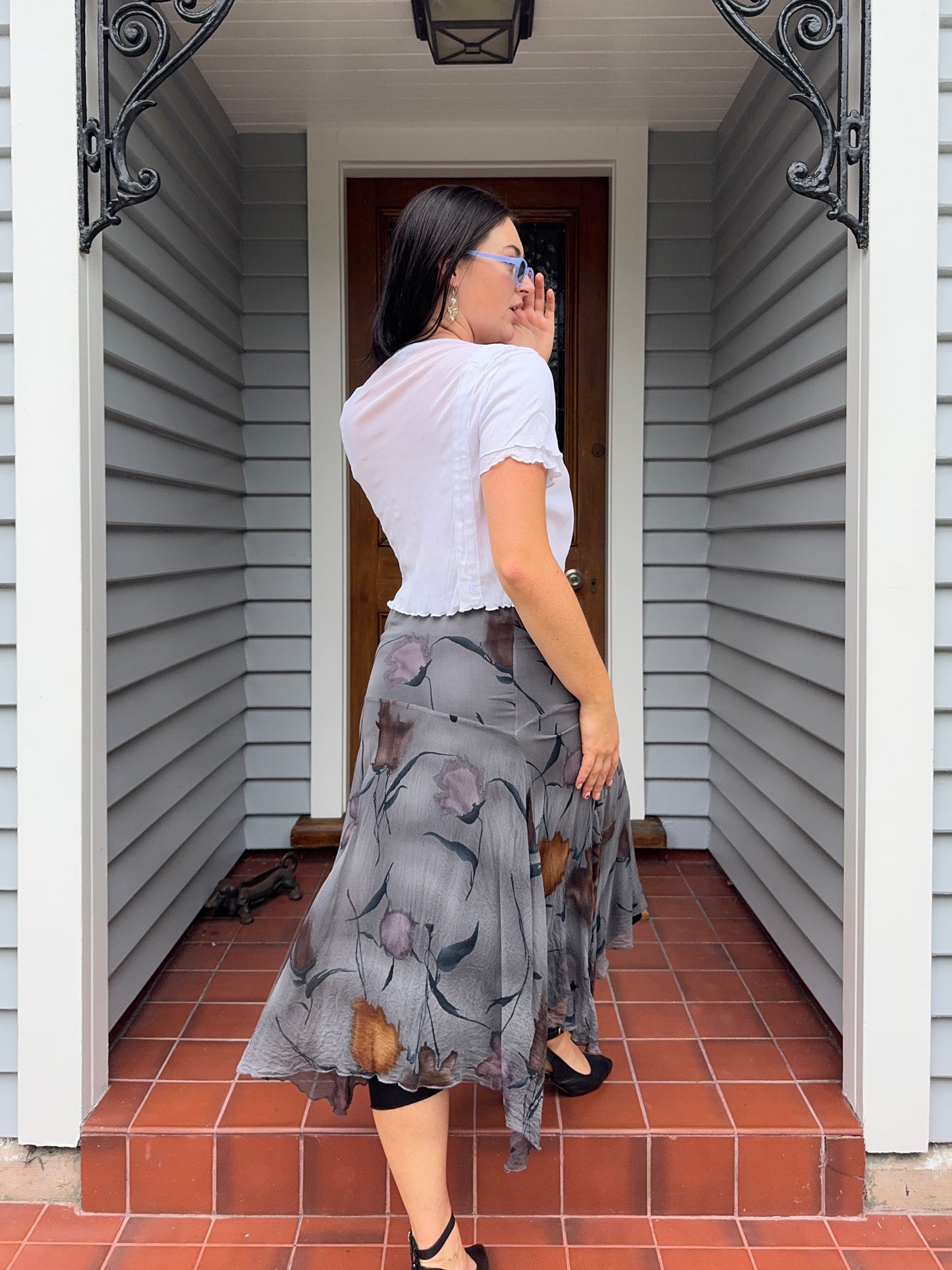 White Sheer Tie-Up Blouse | Size M