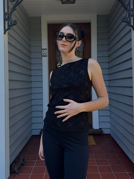 Vintage Glassons Sparkly Floral Top | Size 12
