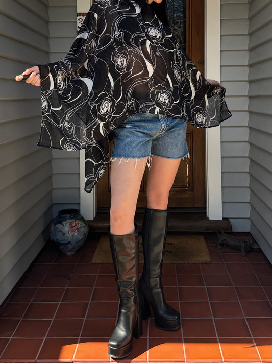 Floral Sheer Poncho | OSFM