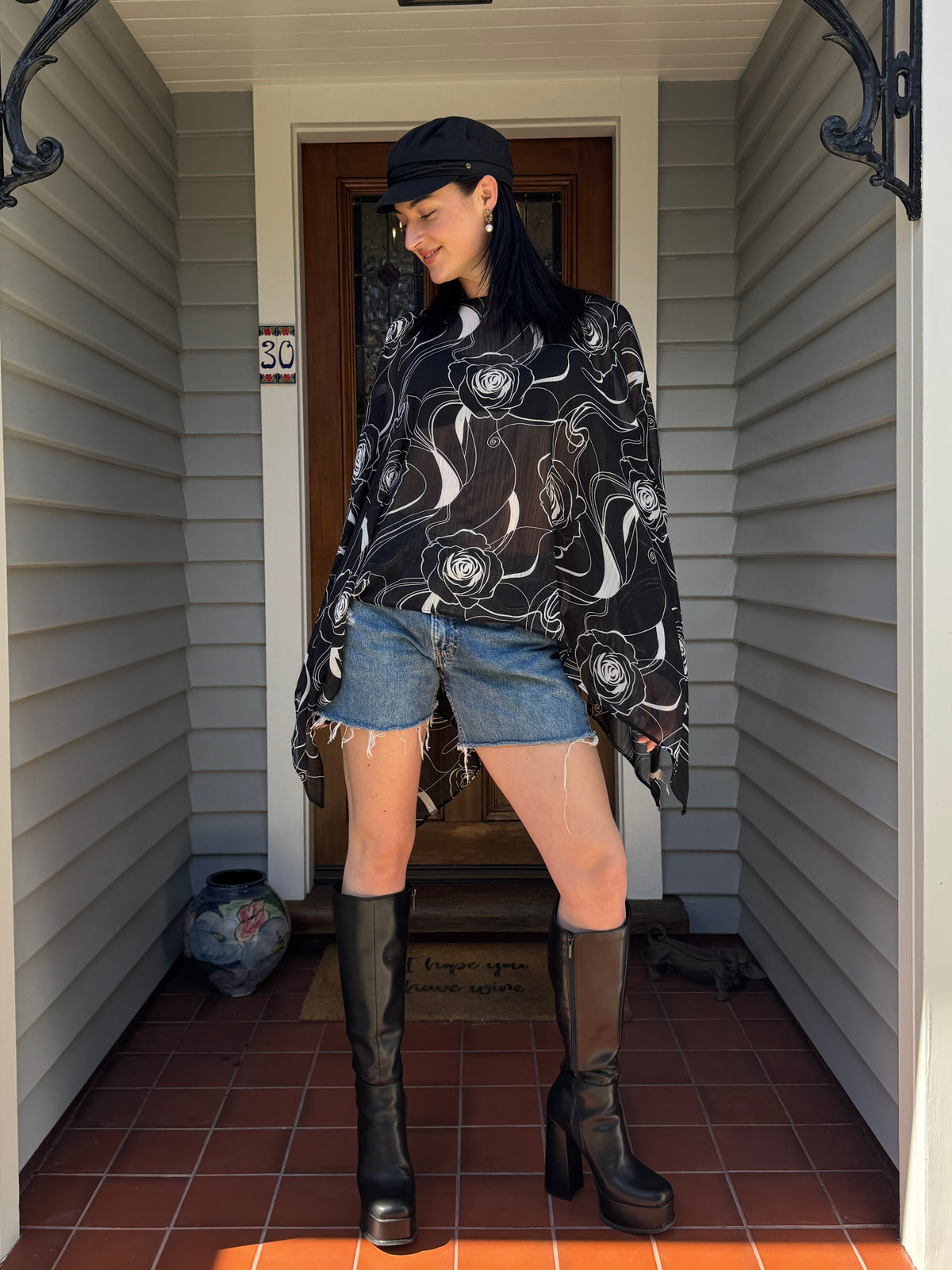 Floral Sheer Poncho | OSFM