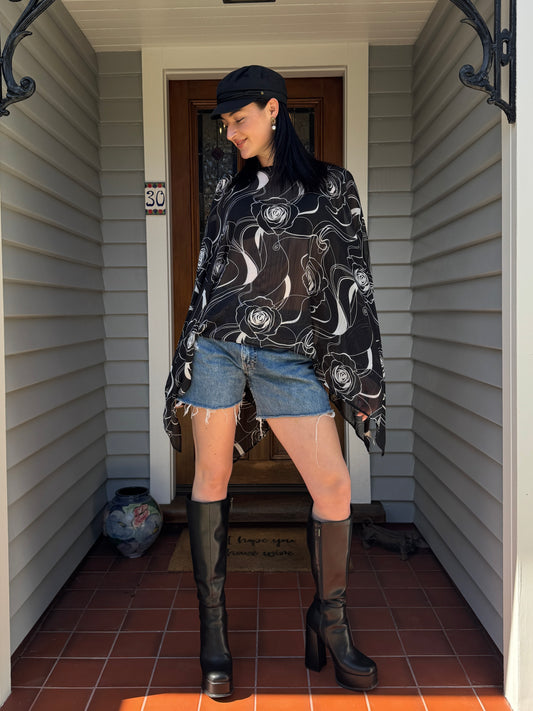 Floral Sheer Poncho | OSFM