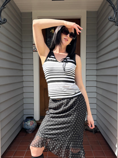 90s Striped + Polka Dot Top | Size 8-12