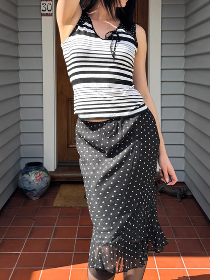 90s Striped + Polka Dot Top | Size 8-12