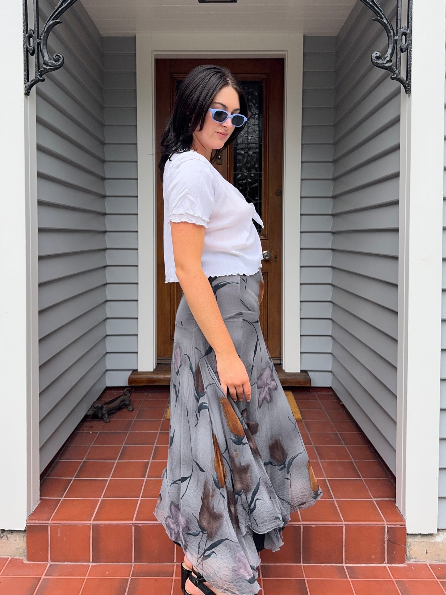 White Sheer Tie-Up Blouse | Size M