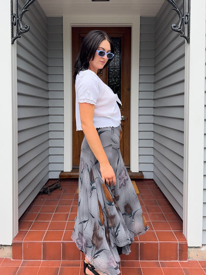 White Sheer Tie-Up Blouse | Size M