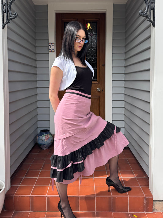 Vintage Layered Midi Skirt | Size 8-10