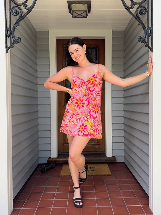 Colourful Floral Mini Dress | Size S-M