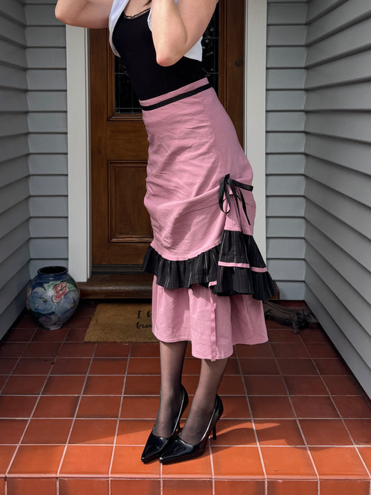 Vintage Layered Midi Skirt | Size 8-10