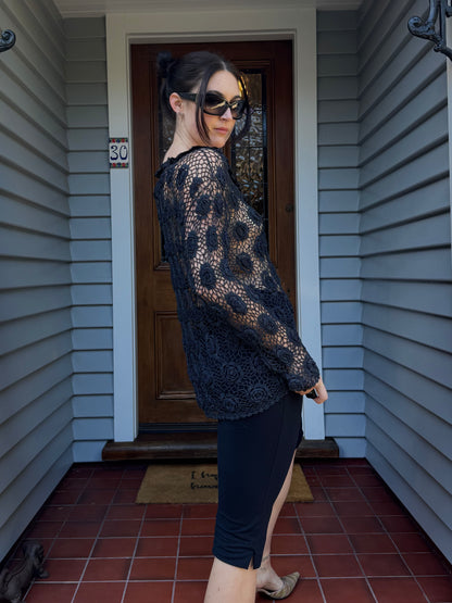 Long Crochet Cardigan | Size XL