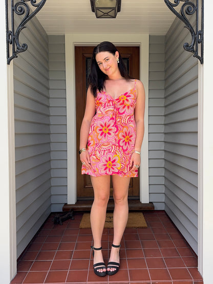 Colourful Floral Mini Dress | Size S-M