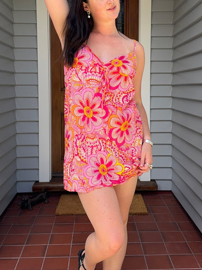 Colourful Floral Mini Dress | Size S-M