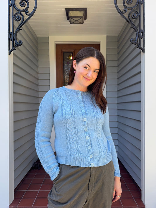 Blue Handmade Knit Cardigan | Size 10
