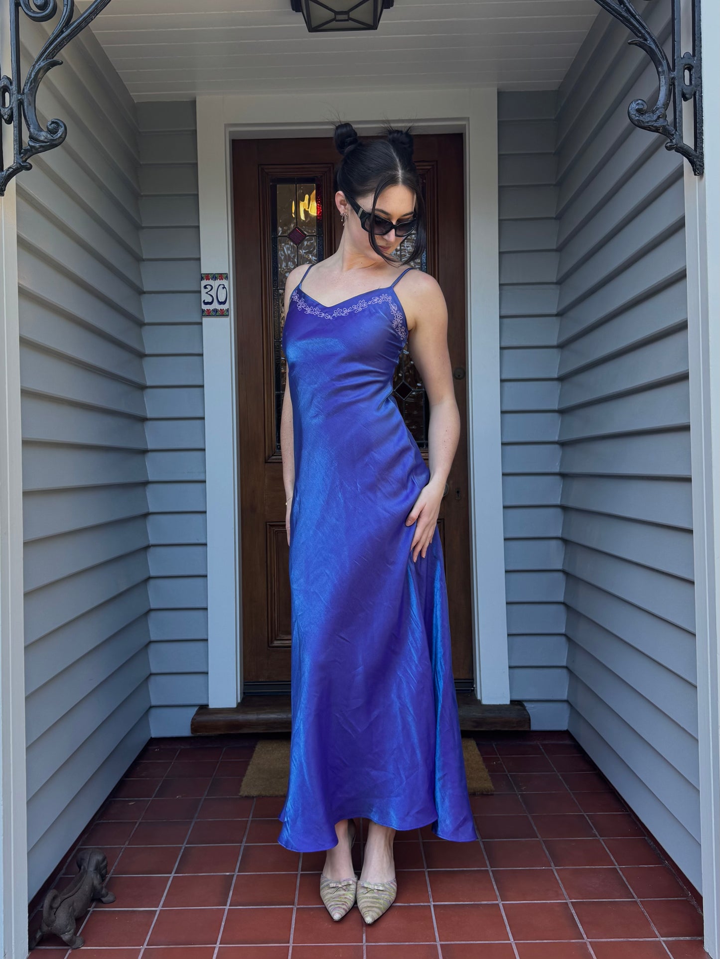 Vintage Iridescent Maxi Gown | Size 8