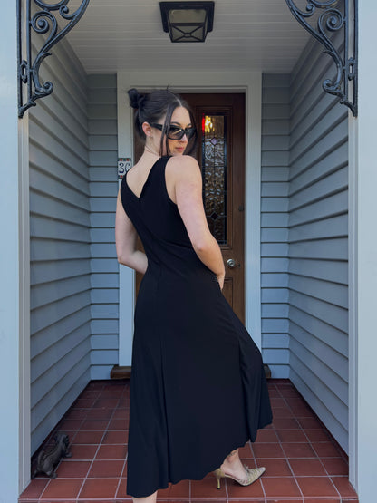 Beaded Black Midi Dress | Size 12