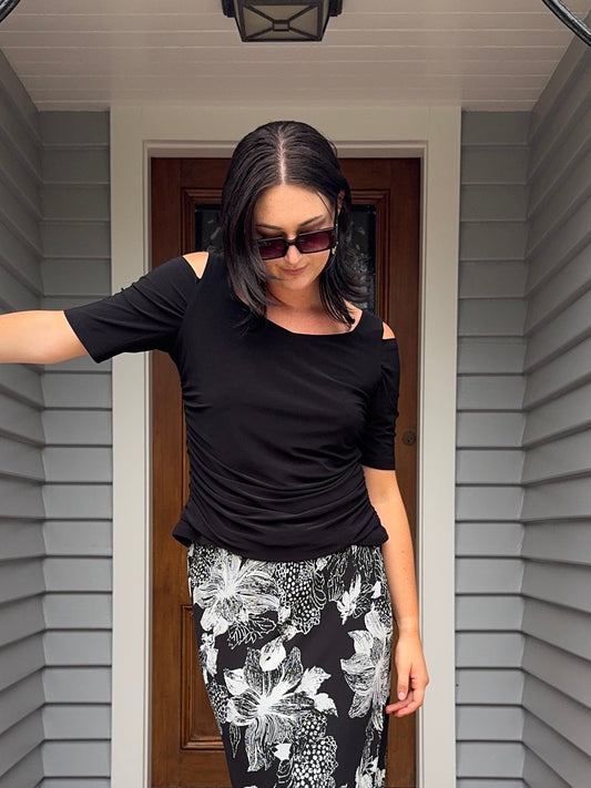 Black Ruched Top | Size 14