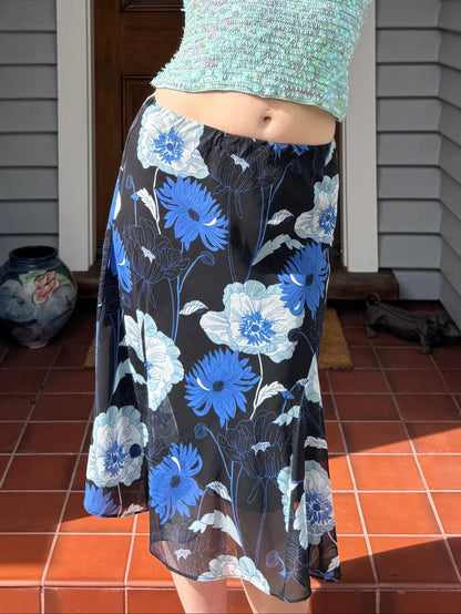 90s Floral Midi Skirt | Size 8-10