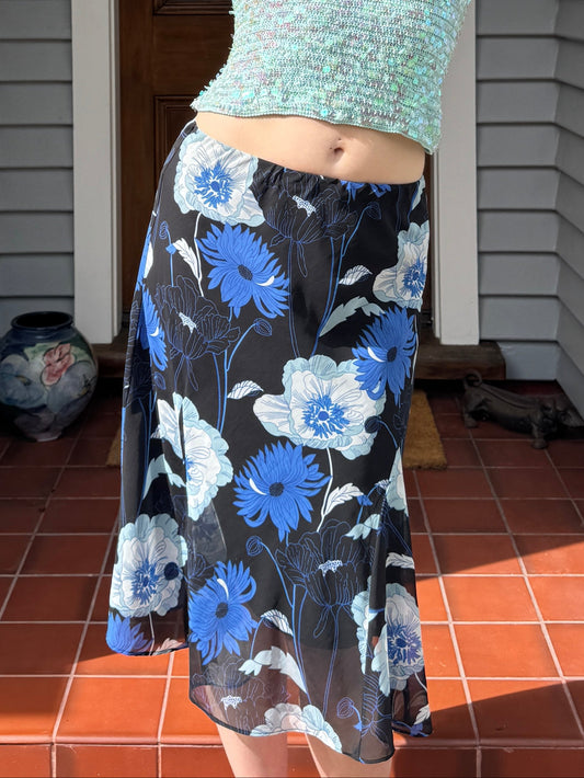 90s Floral Midi Skirt | Size 8-10