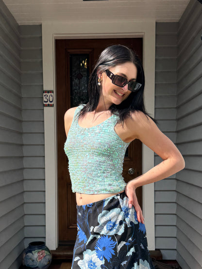 Y2K Blue Sparkly Top | Size S