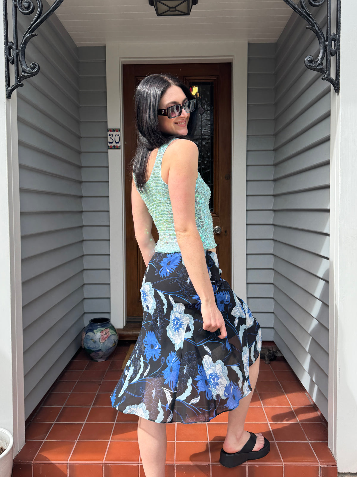 90s Floral Midi Skirt | Size 8-10