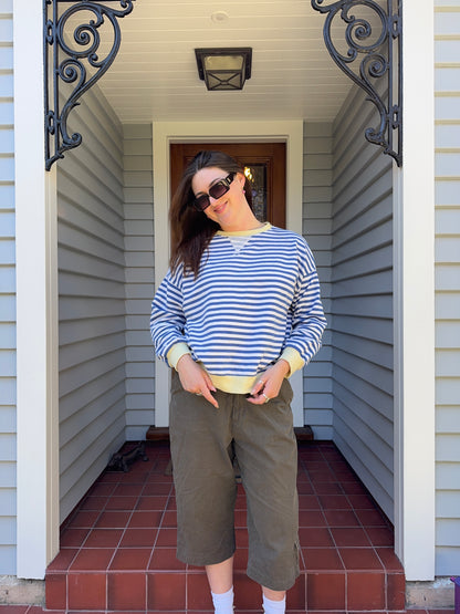 Blue + Yellow Striped Jumper | Size L