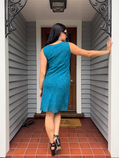 Vintage STAXS Blue Midi Dress | Size 12
