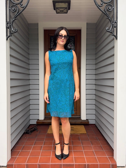 Vintage STAXS Blue Midi Dress | Size 12