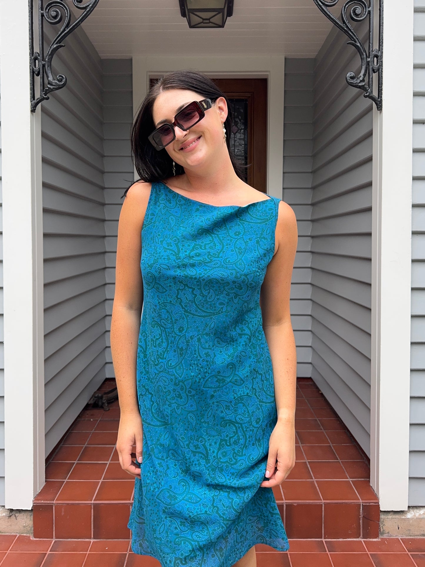 Vintage STAXS Blue Midi Dress | Size 12