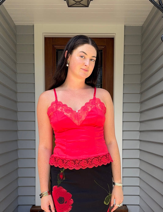 Red Lace Cami | Size 10