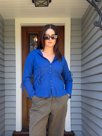 Blue Tie-Up Blouse | Size S