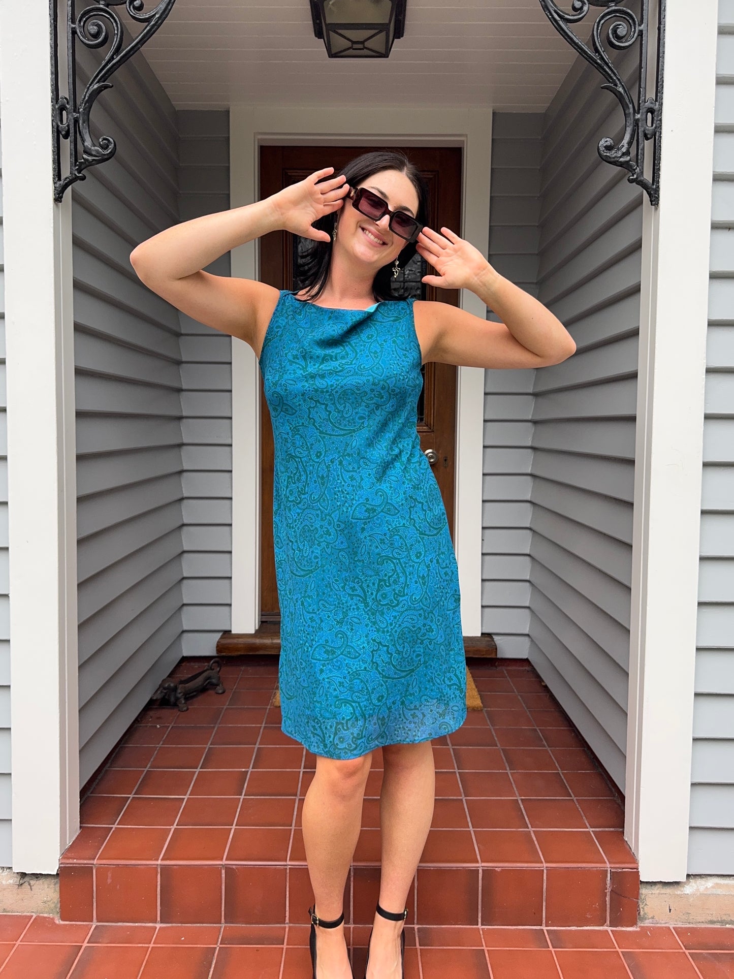 Vintage STAXS Blue Midi Dress | Size 12