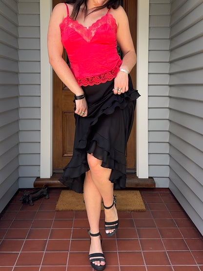 Frilly Sexy Salsa Midi Skirt | Size 12-14