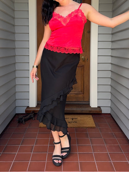 Frilly Sexy Salsa Midi Skirt | Size 12-14