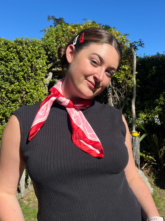 Pink, Red & White Clover Scarf