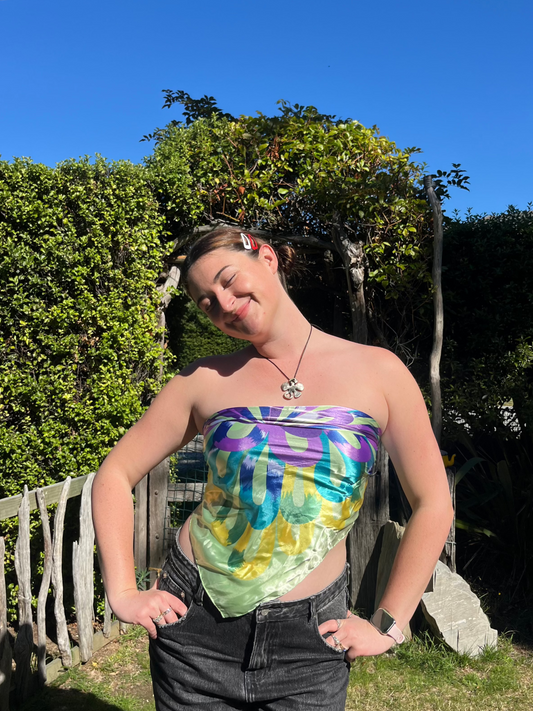 Multi-Colour Silky Scarf Top