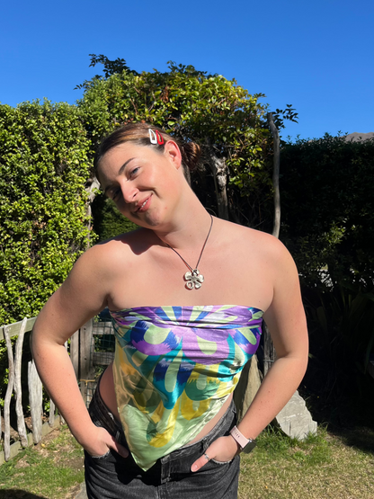 Multi-Colour Silky Scarf Top