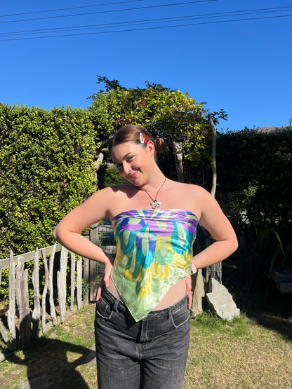 Multi-Colour Silky Scarf Top