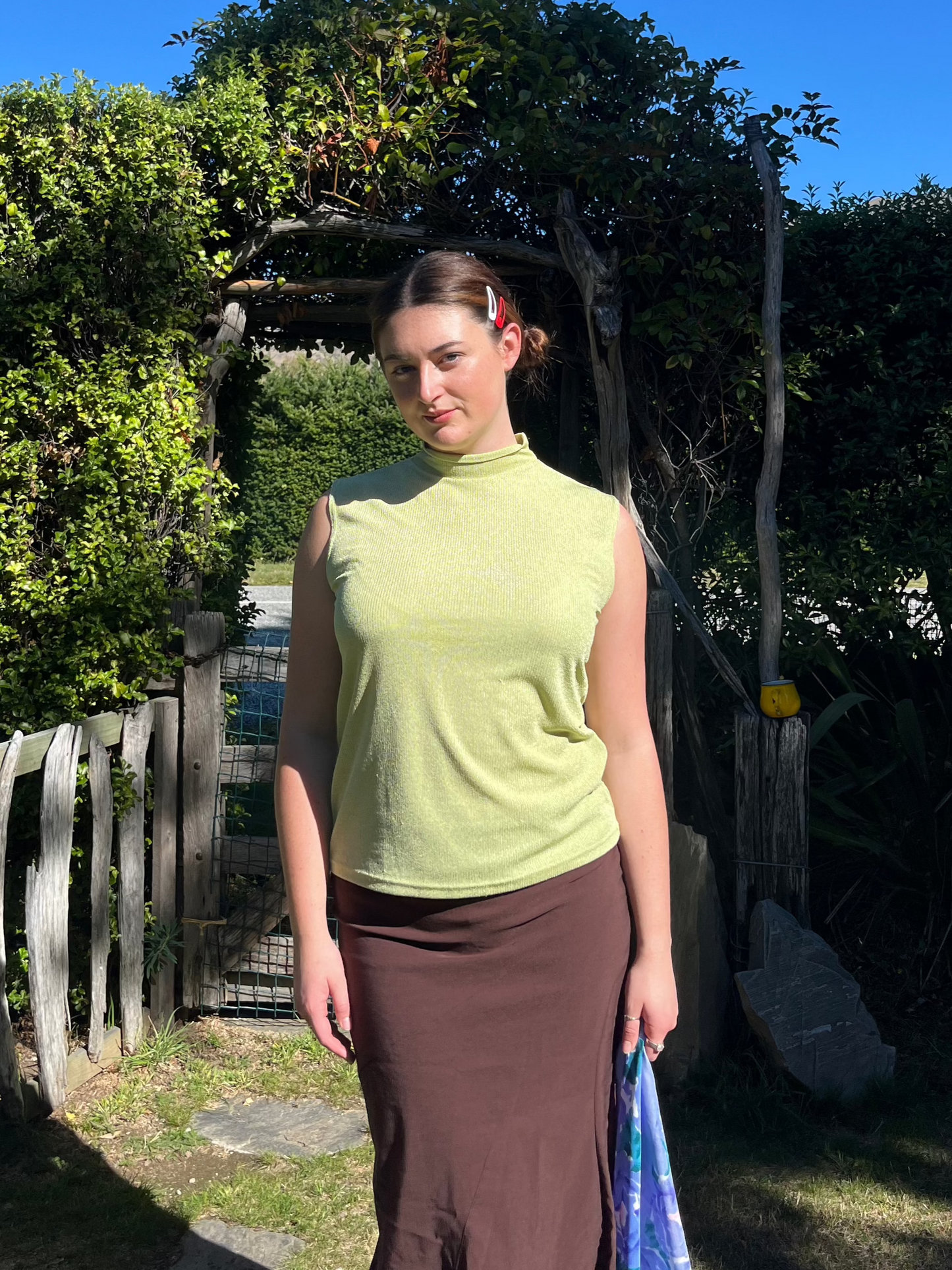 Green Sparkly High Neck Top