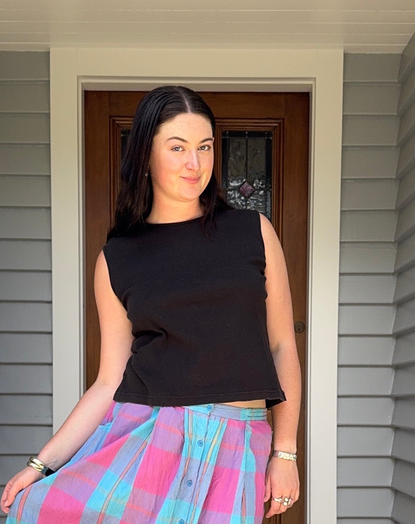 Black Cotton Singlet | Size M