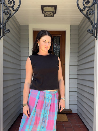 Black Cotton Singlet | Size M