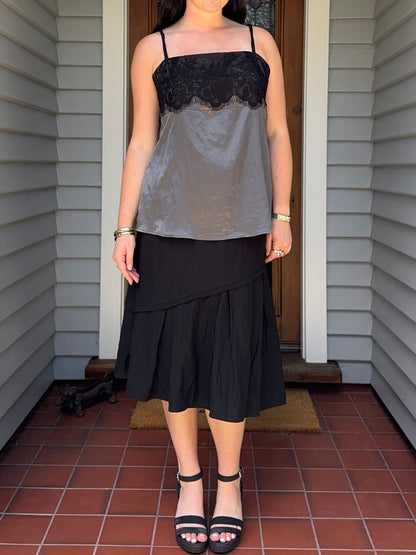 STAXS Black Midi Skirt | Size 14-16