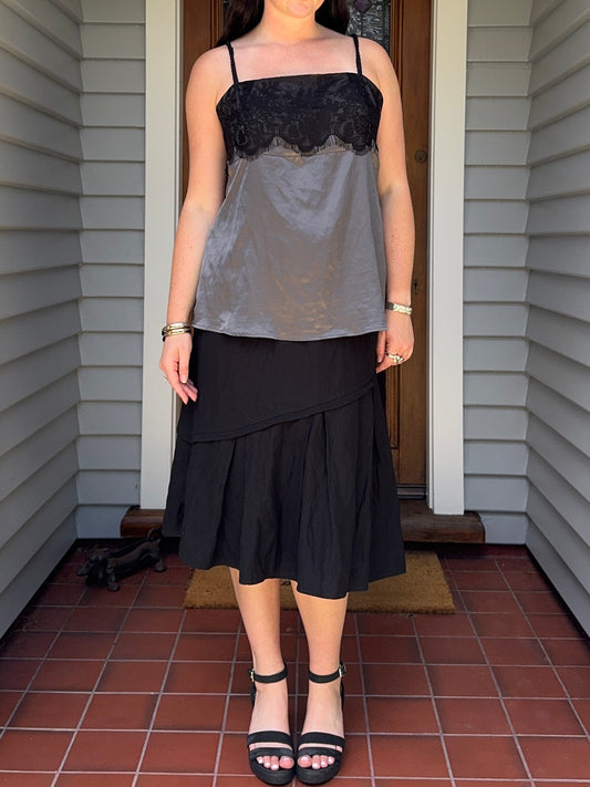 STAXS Black Midi Skirt | Size 14-16