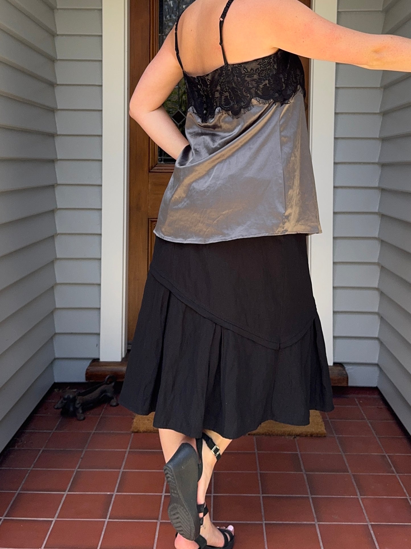 STAXS Black Midi Skirt | Size 14-16