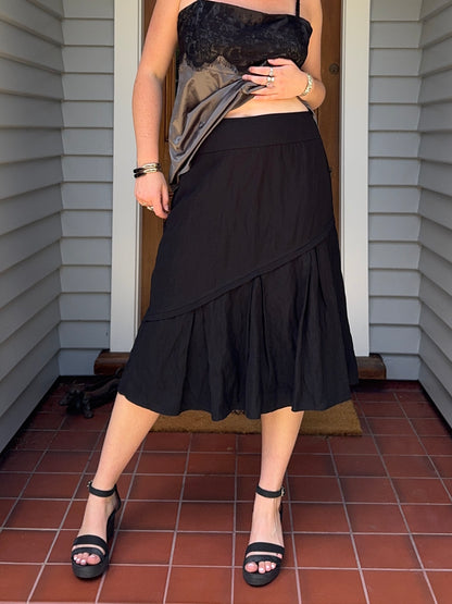 STAXS Black Midi Skirt | Size 14-16