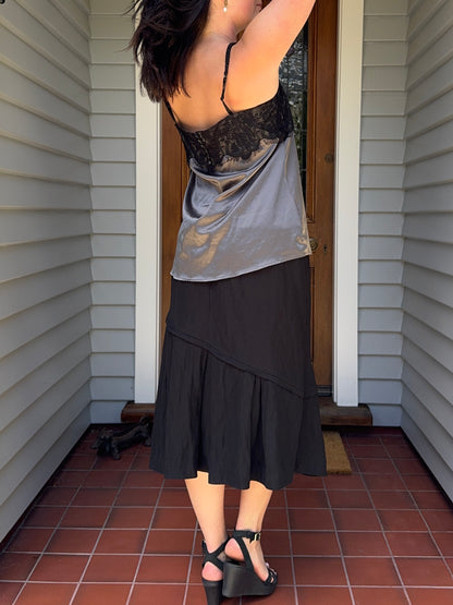 STAXS Black Midi Skirt | Size 14-16