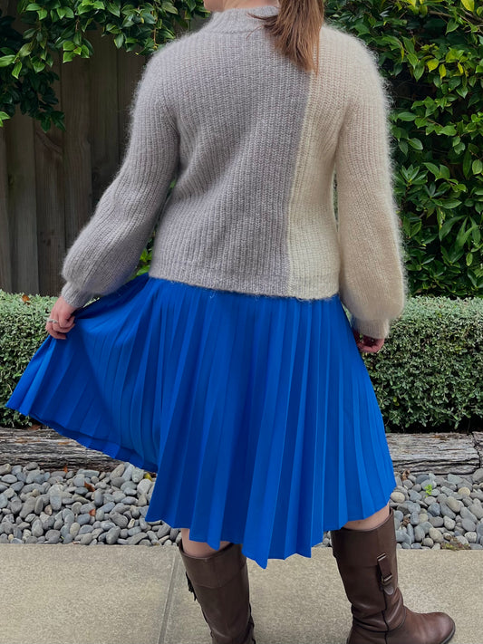Colbalt Blue Pleated Midi Skirt | Size 12