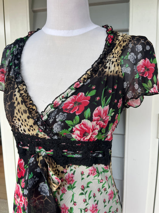 Patterned Midi Dress | Size 6-8