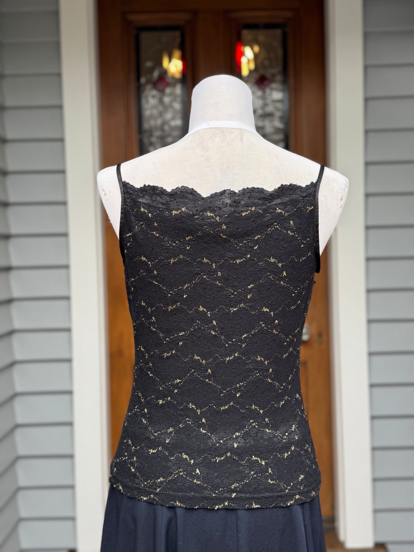 Black & Gold Lace Cami | Size 10-12
