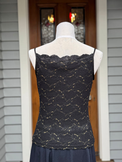Black & Gold Lace Cami | Size 10-12