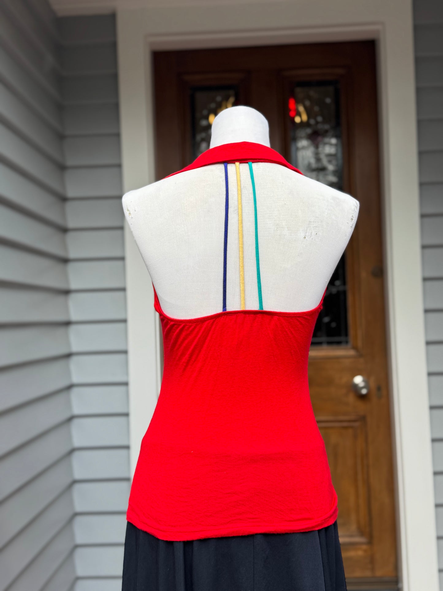 Vintage Red Collared Open Back Top | Size 10