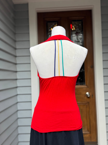 Vintage Red Collared Open Back Top | Size 10